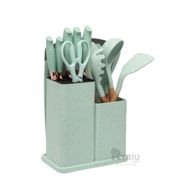 SET DE UTENSILIOS PARA COCINA TONO VERDE Y+PAPEL DE REGALO