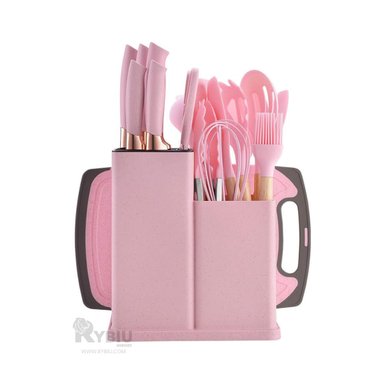 SET ACCESORIOS COCINA RYBIU CO29821 ROSADO 18 UTENSILIOS