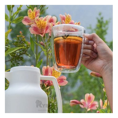 TAZA RYBIU DE VIDRIO DINAMICA FUNCIONAL DE 250ML CON TRANSPARENTE 253-1