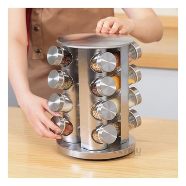CONTENEDOR RYBIU CO30371 ACERO CONDIMENTERO 16 FRASCOS FORMA CIRCULAR
