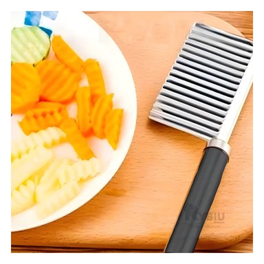 CUCHILLO RYBIU CO30385 ACERO INOXIDABLE MODERNO ONDAS PLATEADO + PAPEL DE REGALO