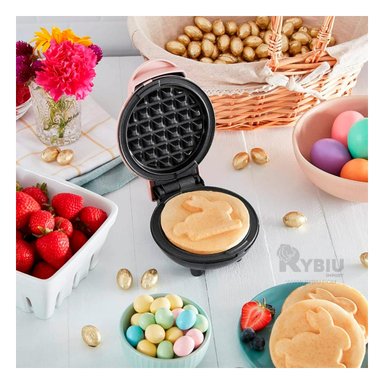 MINI WAFLERA RYBIU CO30008 PORTATIL FACIL USO ROSADO + PAPEL REGALO