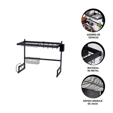 ESCURRIDOR RYBIU CO30407 NEGRO ELEGANTE PLATOS DISEÑO 85 CM - 3