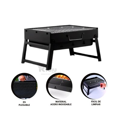 PARRILLA RYBIU CO30422 NEGRO MINI CARBON + PAPEL REGALO - 2