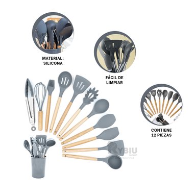 KIT RYBIU PRÁCTICO PIEZAS COCINA EN GRIS + PAPEL REGALO CO30456