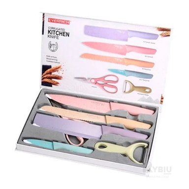 SET DE 6 CUCHILLO UTILES MULTICOLOR Y+PAPEL DE REGALO