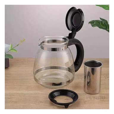 TETERA RYBIU CO30490 NEGRO 2L SOFISTICADA VIDRIO CON FILTRO