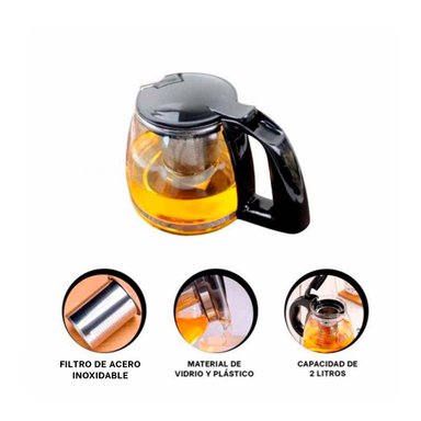 TETERA RYBIU CO30490 NEGRO 2L SOFISTICADA VIDRIO CON FILTRO - 3