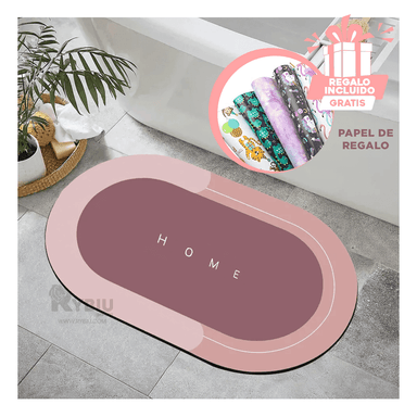 PISO BAÑO RYBIU HO29292 ROSADO TAPETE FORMA OVALADA + PAPEL REGALO