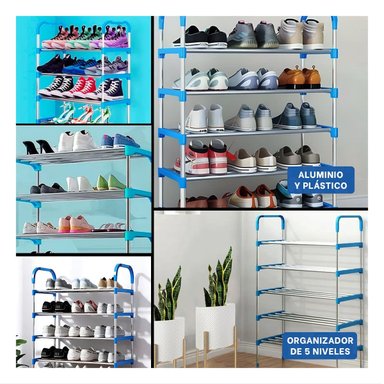 ORGANIZADOR VERTICAL CELESTE 5 NIVELES PARA CALZADO EN CASA USO DIARIO - 5