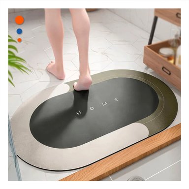 PISO BAÑO RYBIU HO29294 MARRÓN TAPETE DORMITORIO OVALADO