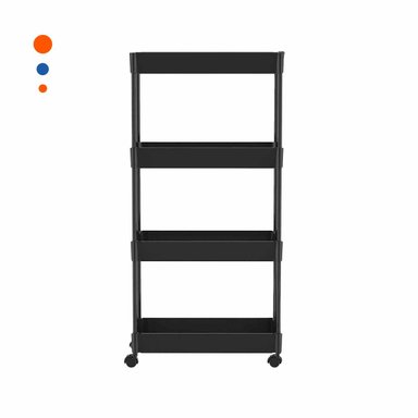 TORRE LATERAL DE 4 NIVELES CON 4 RUEDAS NEGRO PLASTICO FUNCIONAL Y+PAPEL REGALO