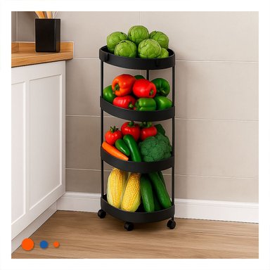 ESTANTE RYBIU HO29680 NEGRO ESQUINERO 4 NIVELES CON RUEDAS