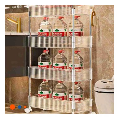 CARRITO RYBIU HO29677 TRANSPARENTE LATERAL 4 NIVELES CON RUEDAS ACRILICO