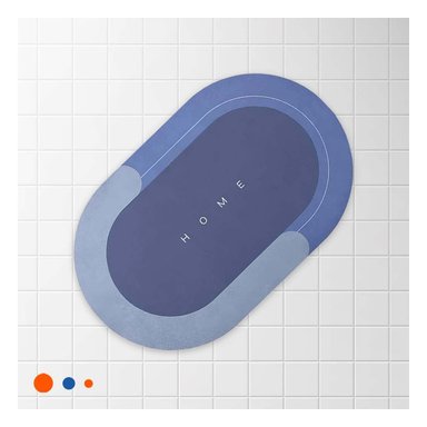 PISO BAÑO RYBIU HO29296 AZUL ACERO TAPETE DORMITORIO OVALADO