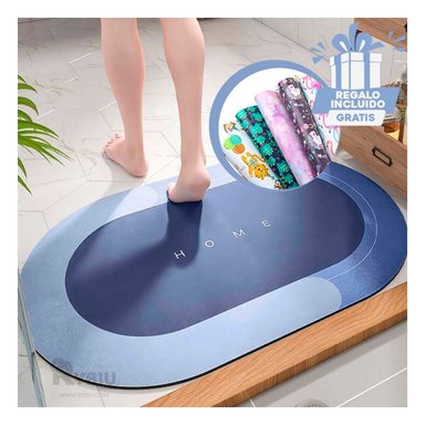 TAPETE FORMA OVALADA EN COLOR AZUL Y+PAPEL DE REGALO