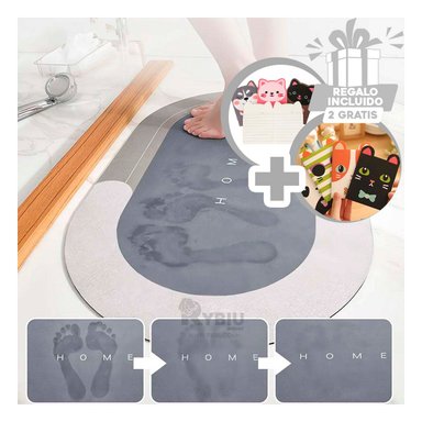 PISO BAÑO RYBIU HO29295 GRIS TAPETE MINIMALISTA IDEAL OVALADO PLOMO + REGALO AGENDITA