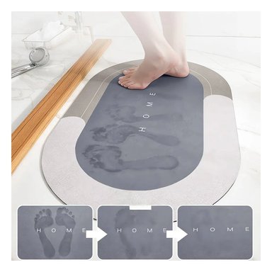 PISO BAÑO RYBIU HO29295 GRIS TAPETE DORMITORIO OVALADO PLOMO