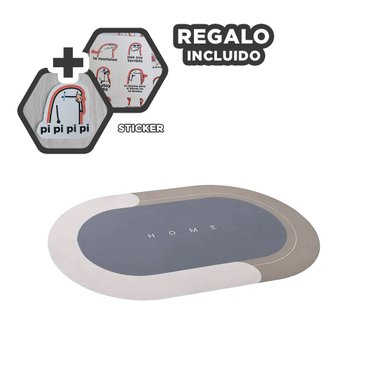 PISO BAÑO RYBIU HO29295 GRIS TAPETE IDEAL DAMAS OVALADO PLOMO + REGALO STICKERS