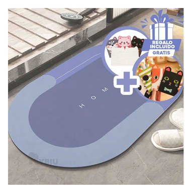 PISO BAÑO RYBIU HO29296 AZUL ACERO TAPETE MINIMALISTA IDEAL OVALADO + REGALO AGENDITA