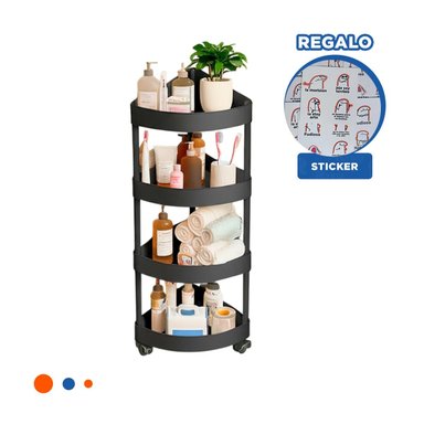 MUEBLE ESQUINERO DE 4 NIVELES CON RUEDAS NEGRO PRACTICO PARA ESPACIOS Y+REGALO STICKER