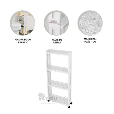 CARRITO RYBIU HO29682 BLANCO 4 NIVELES CON AGUJEROS + REGALO AGENDITA - 4