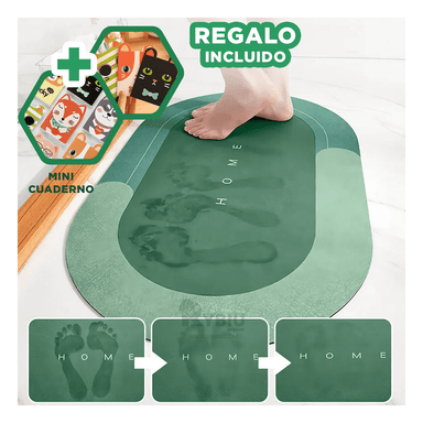 PISO BAÑO RYBIU HO29293 VERDE TAPETE MINIMALISTA IDEAL OVALADO + REGALO AGENDITA