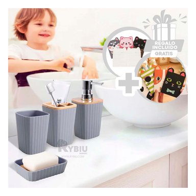 ORGANIZADOR RYBIU HO29447 6 PIEZAS PRACTICO DE BAÑO GRIS + REGALO AGENDITA