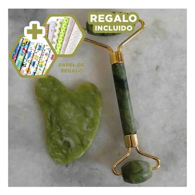 MASAJEADOR RYBIU FACIAL CUELLO BE29865 MANUAL PIEDRA JADE VERDE + PAPEL REGALO
