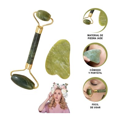 MASAJEADOR RYBIU FACIAL CUELLO BE29865 PIEDRA JADE TRANSPORTABLE COLOR VERDE - 3