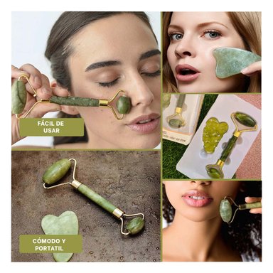 MASAJEADOR RYBIU FACIAL CUELLO BE29865 PIEDRA JADE TRANSPORTABLE COLOR VERDE - 5