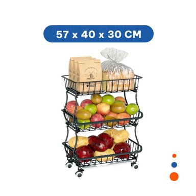 CESTA RYBIU HO29688 NEGRO FRUTA CON RUEDAS Y PATAS + REGALO STICKERS - 4