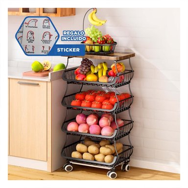 CESTA RYBIU HO29689 NEGRO ESCALONADA 5 NIVELES + REGALO STICKERS