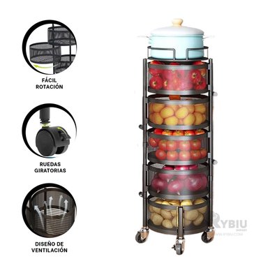 ESTANTE RYBIU HO29687 NEGRO VERDURAS Y FRUTAS + REGALO AGENDITA - 3