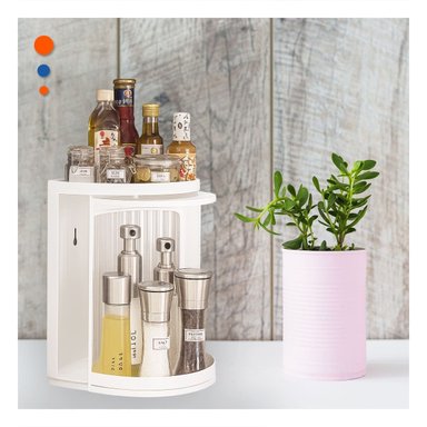 ORGANIZADOR ACRILICO BASE GIRATORIA DISENO COMPACTO Y FUNCIONAL PARA HOGAR BLANCO
