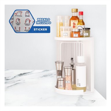 ORGANIZADOR ACRILICO BASE GIRATORIA VERSATIL PARA DIFERENTES ESPACIOS BLANCO Y+REGALO STICKER
