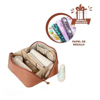 COSMETIQUERO RYBIU BE30269 MARRÓN SOFISTICADO PARA MUJER Y PAPEL DE REGALO