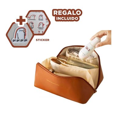 COSMETIQUERO RYBIU BE30269 MARRÓN DE PRODUCTOS DE BELLEZA Y STICKERS