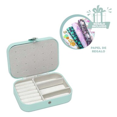 JOYERO RYBIU BE32213 CON DIVISIONES Y PAPEL REGALO CELESTE CLARO