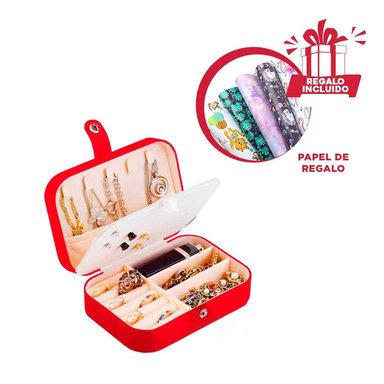JOYERO RYBIU BE32215 DISEÑO ELEGANTE CON DIVISORES Y PAPEL REGALO ROJO