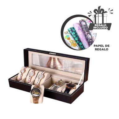 CAJA PORTA RELOJ RYBIU BE32233 NEGRO Y PAPEL REGALO