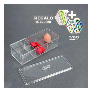 CAJA MODERNA DE ACRILICO TONO TRANSPARENTE Y+PAPEL DE REGALO