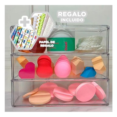 CAJA DE USO PERSONAL DE COLOR TRANSPARENTE Y+PAPEL DE REGALO