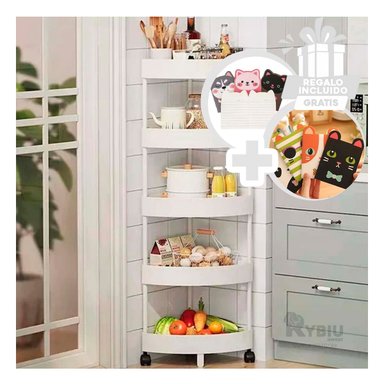 ESTANTE RYBIU HO29448 BLANCO ANGULAR Y FUNCIONAL 5 PISOS + REGALO AGENDITA