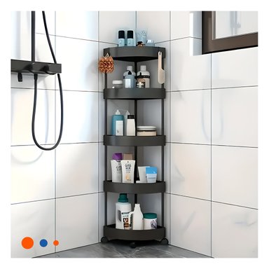 ESTANTE RYBIU HO29449 NEGRO ESQUINERO 5 NIVELES CON RUEDAS MULTIUSO