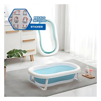 BAÑERA RYBIU HO29549 CON PATAS DURADERO + STICKERS BEBE CELESTE