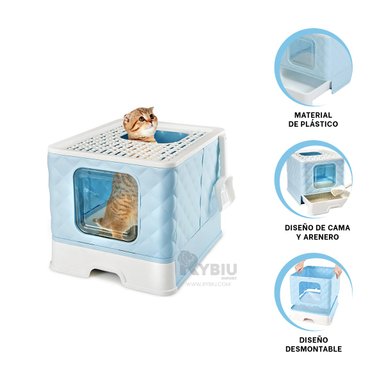 ARENERO GATO RYBIU MA29057 PRÁCTICO CON BANDEJA MOVIBLE CELESTE + AGENDITA - 4