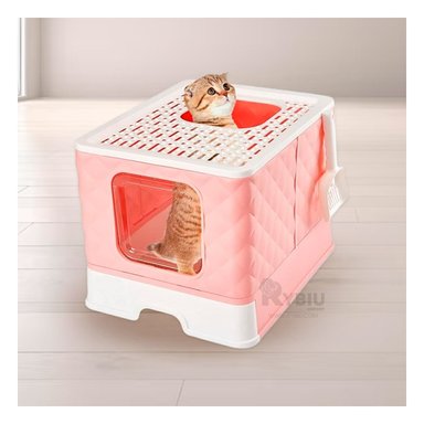 ARENERO GATO RYBIU MA29056 CON BANDEJA EXTRAÍBLE Y PALA ROSADO