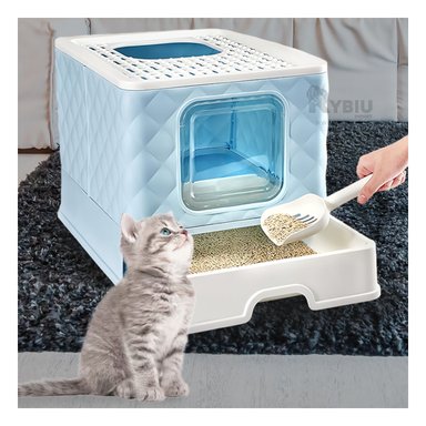 ARENERO GATO RYBIU MA29057 FÁCIL EXTRACCIÓN TONO CELESTE + STICKERS