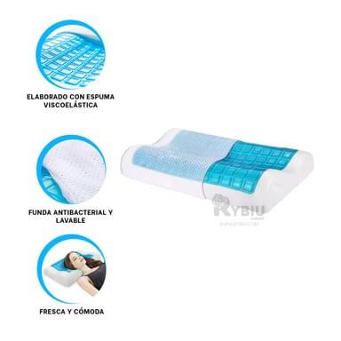 ALMOHADA RYBIU HO30722 LIGERA ORTOPÉDICA CELESTE + AGENDITA 50 X 30 CM - 2
